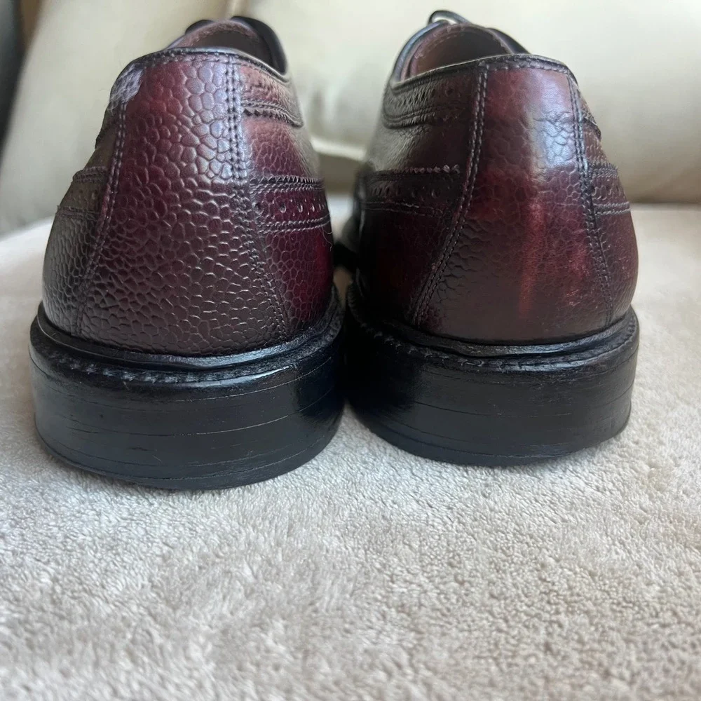 Allen Edmonds Men 9 D Burgundy‎ Pebble Grain Leather Wingtip Derby Dress Shoe